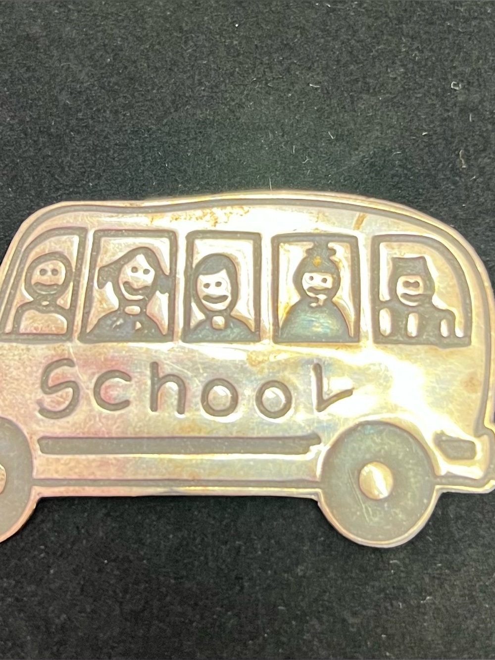 Vintage Sterling Silver 925 MEXICO EFS Save The Children School Bus Brooch Pin